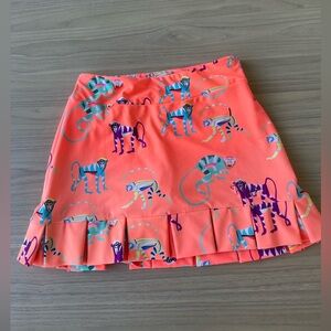 Tzu Tzu Coral Skirt with Colorful Animal Print